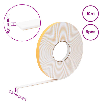 Self-adhesive Foam Tape 5 pcs White 15mm x 10m CR Foam