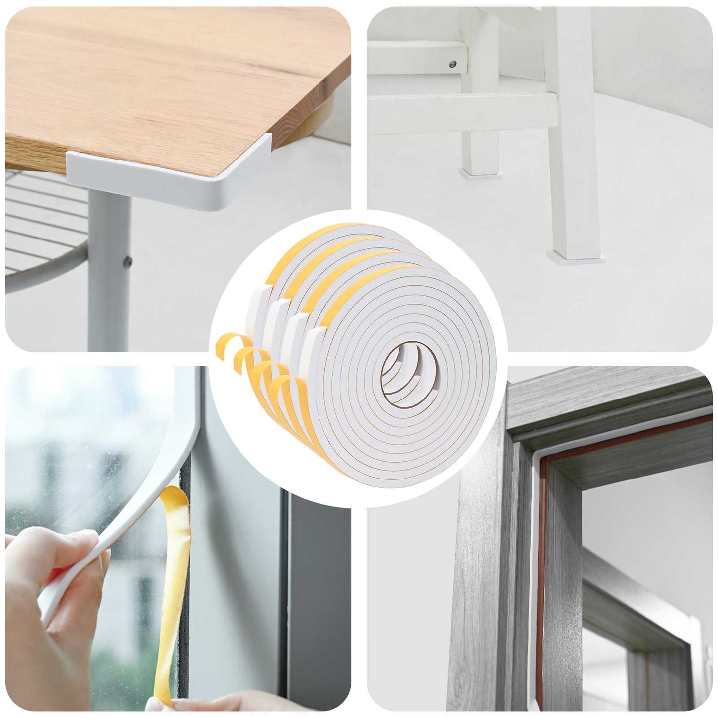 Self-adhesive Foam Tape 4 pcs White 15mm x 5m CR Foam