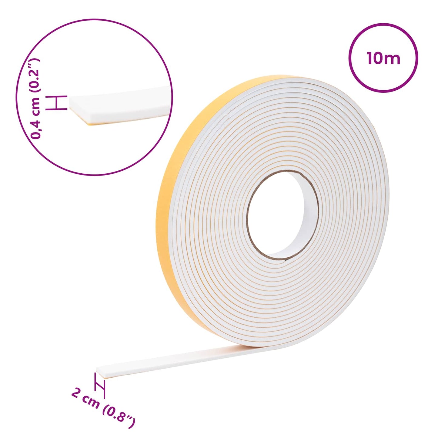Self-adhesive Foam Tape White 20mm x 10m CR Foam