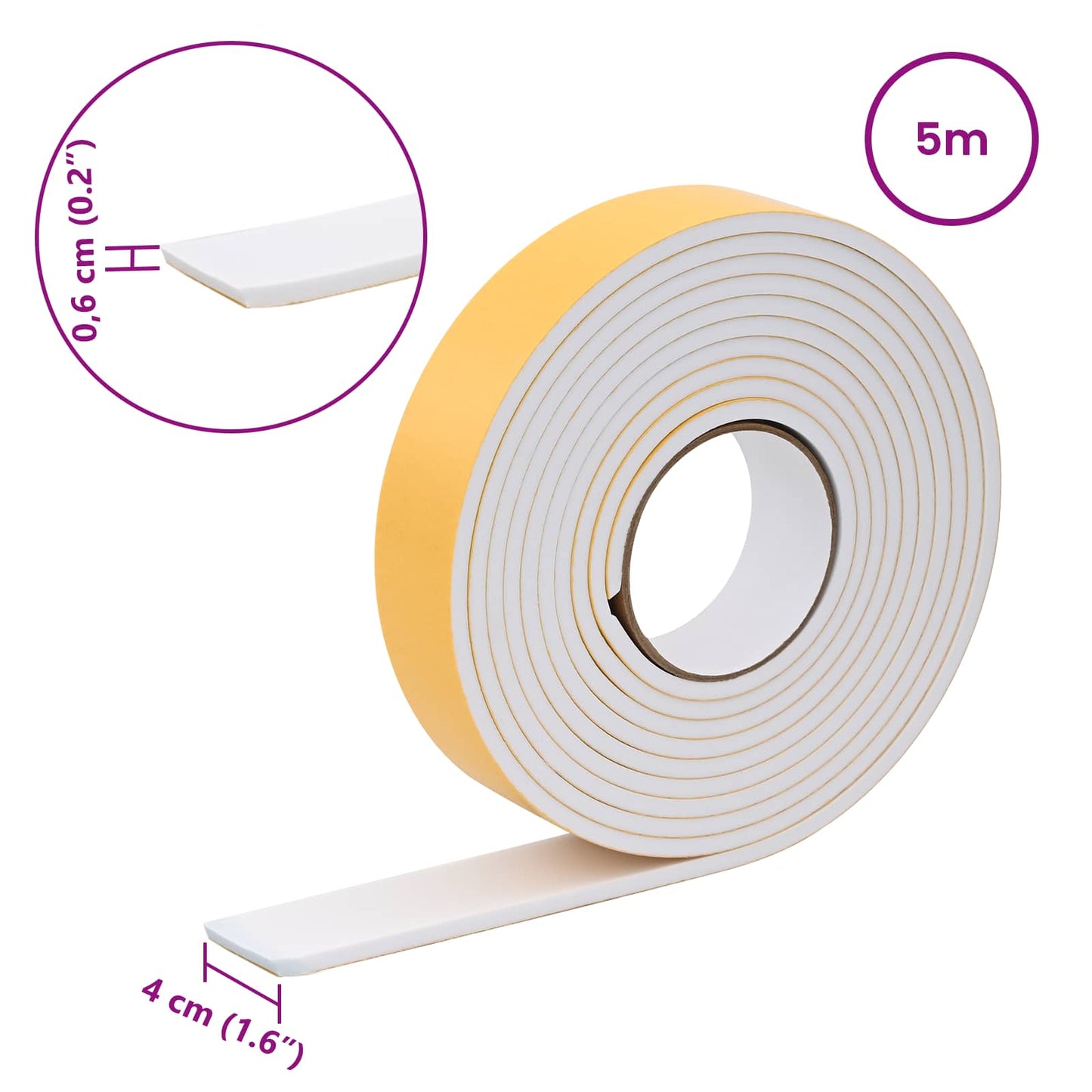 Self-adhesive Foam Tape 20 pcs White 40mm x 5m CR Foam