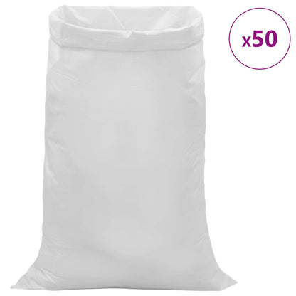 Woven Sacks 50 pcs White 80 x 125 cm PP