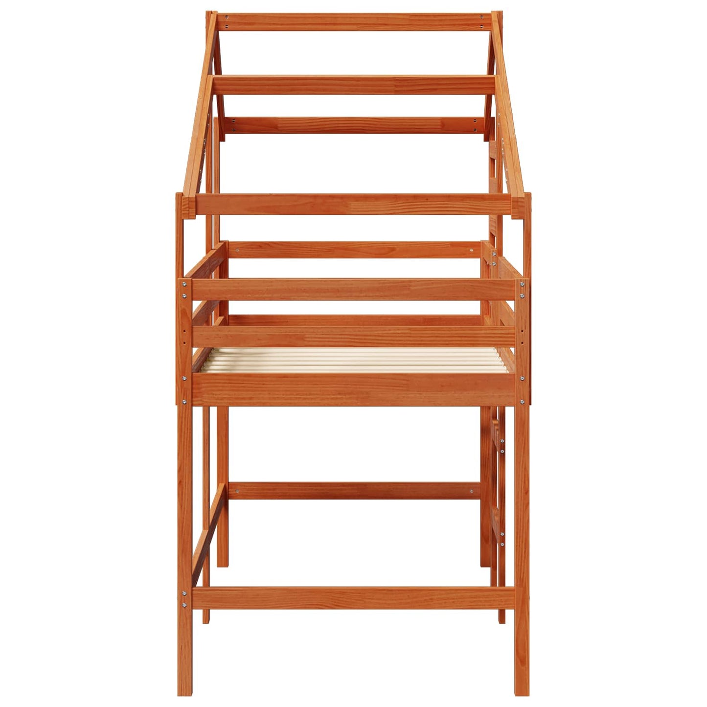 Loft Bed Frame Wax Brown 90 x 190 cm Solid Pine Wood