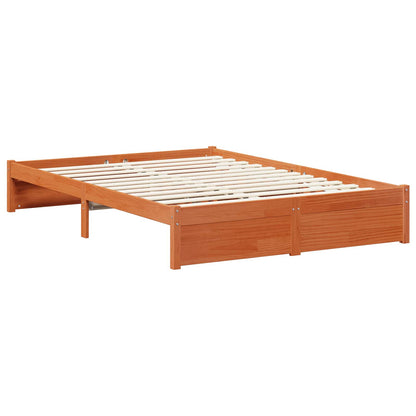 Bed Frame with Drawer Wax Brown 140 x 200 cm Solid Pine Wood