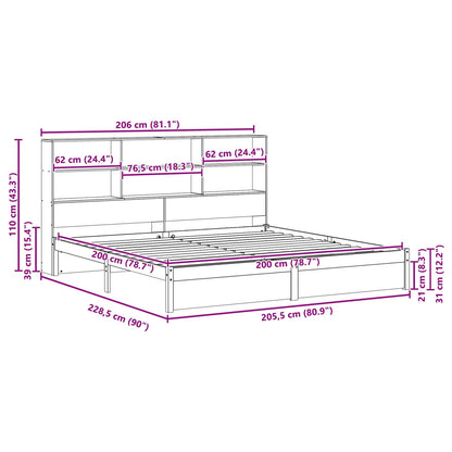 Bed Frame with Storage Headboard Wax Brown 200 x 200 cm