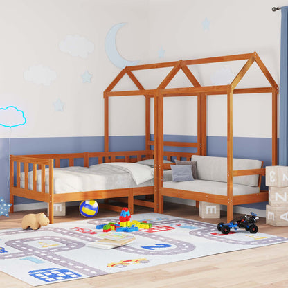 Day Bed Set Wax Brown 90 x 200 cm Solid Pine Wood