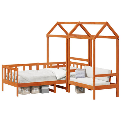 Day Bed Set Wax Brown 90 x 200 cm Solid Pine Wood