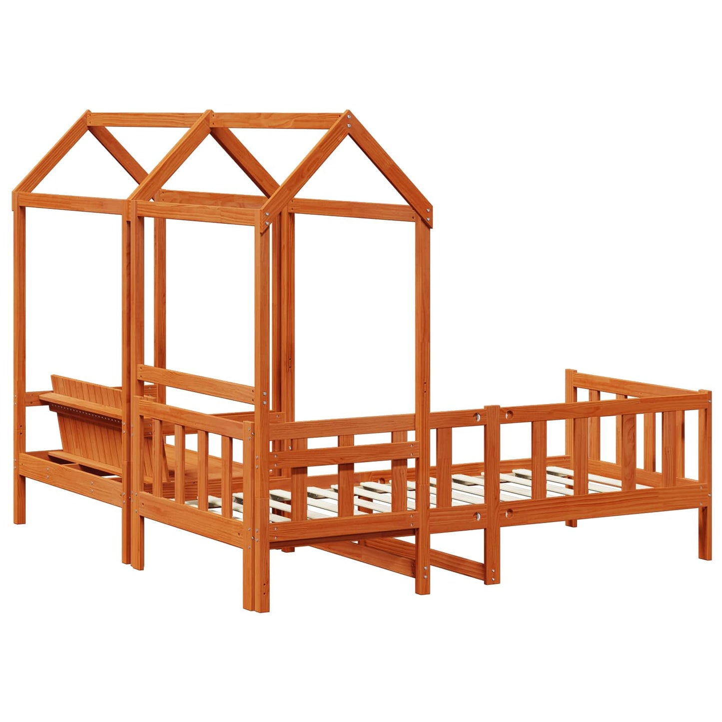 Day Bed Set Wax Brown 90 x 200 cm Solid Pine Wood