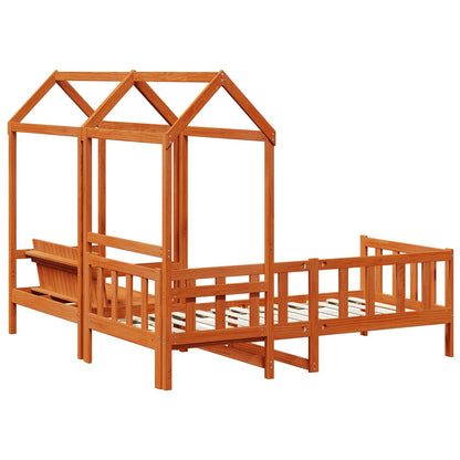 Day Bed Set Wax Brown 90 x 200 cm Solid Pine Wood