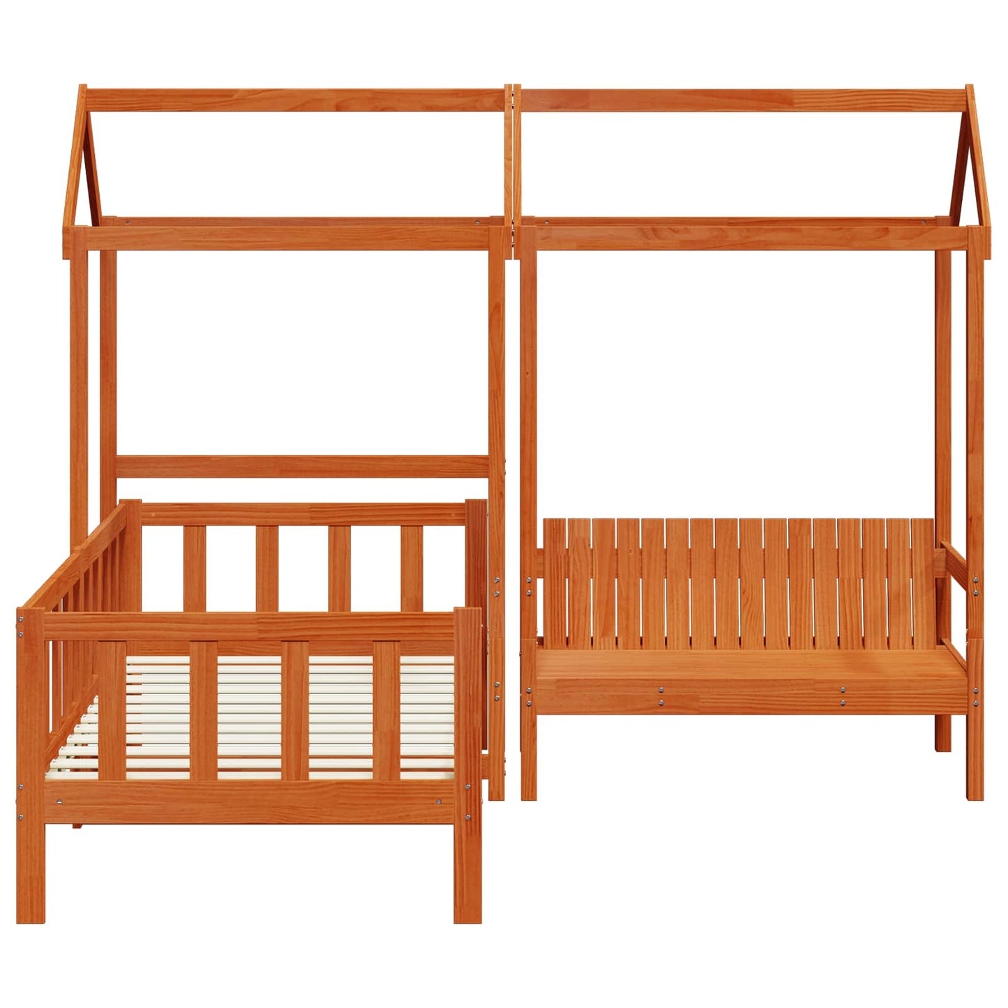 Day Bed Set Wax Brown 90 x 200 cm Solid Pine Wood