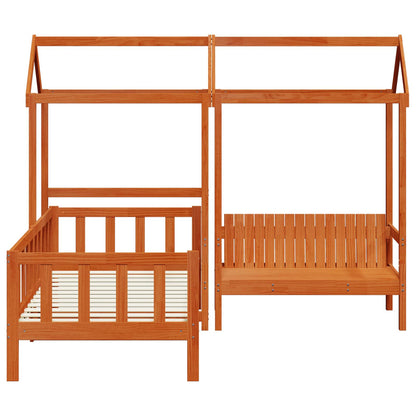 Day Bed Set Wax Brown 90 x 200 cm Solid Pine Wood
