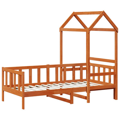 Day Bed Set 2 pcs Wax Brown Solid Pine Wood
