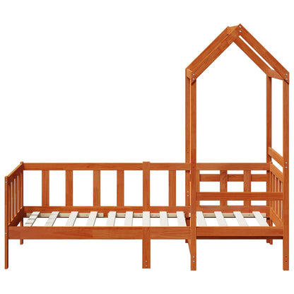 Day Bed Set 2 pcs Wax Brown Solid Pine Wood