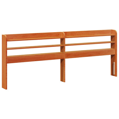 Bed Frame with Headboard 2 pcs Wax Brown Solid Pine Wood