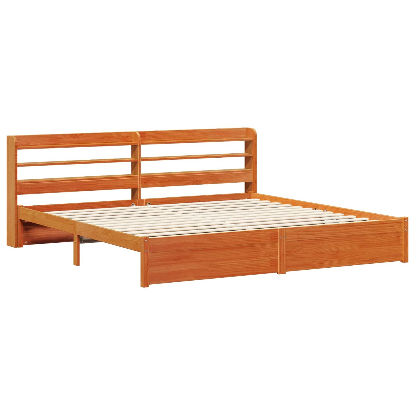 Bed Frame with Headboard 2 pcs Wax Brown Solid Pine Wood