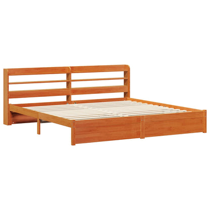 Bed Frame with Headboard 2 pcs Wax Brown Solid Pine Wood