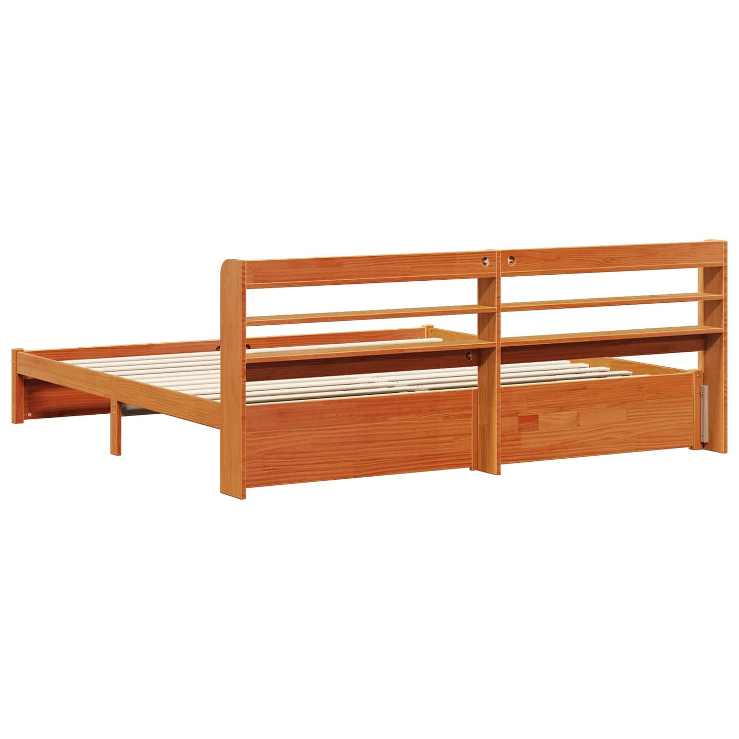 Bed Frame with Headboard 2 pcs Wax Brown Solid Pine Wood