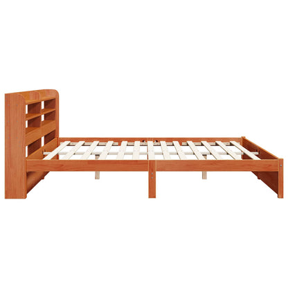 Bed Frame with Headboard 2 pcs Wax Brown Solid Pine Wood