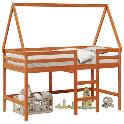 Loft Bed Frame Wax Brown 90 x 190 cm Solid Pine Wood