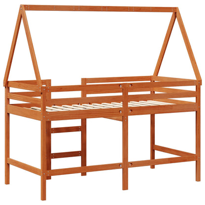 Loft Bed Frame Wax Brown 90 x 190 cm Solid Pine Wood