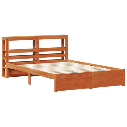Bed Frame with Headboard Wax Brown 120 x 200 cm Solid Pine Wood