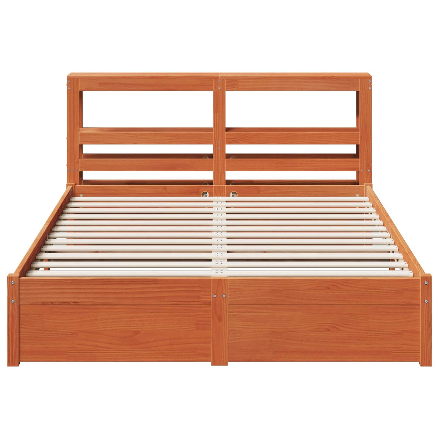 Bed Frame with Headboard Wax Brown 120 x 200 cm Solid Pine Wood