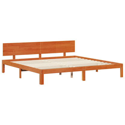 Bed Frame with Headboard 2 pcs Wax Brown Solid Pine Wood