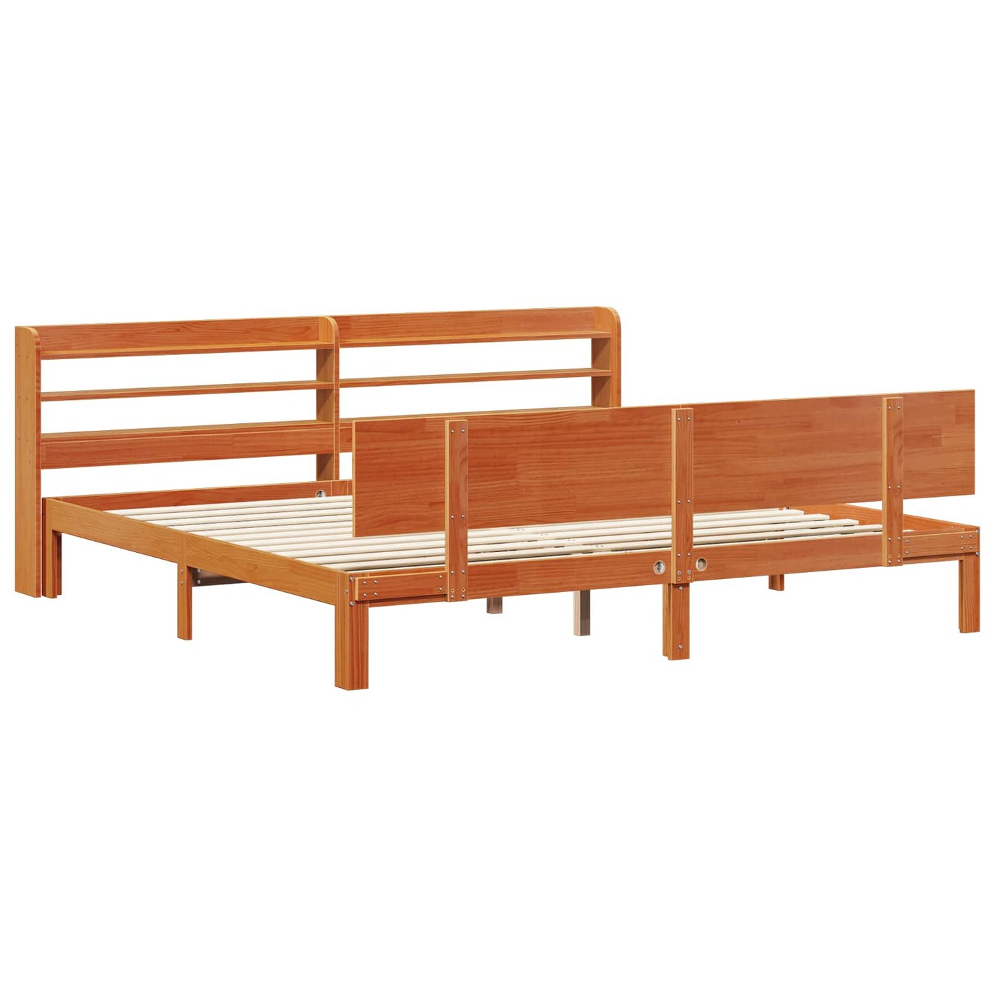 Bed Frame with Headboard 2 pcs Wax Brown Solid Pine Wood