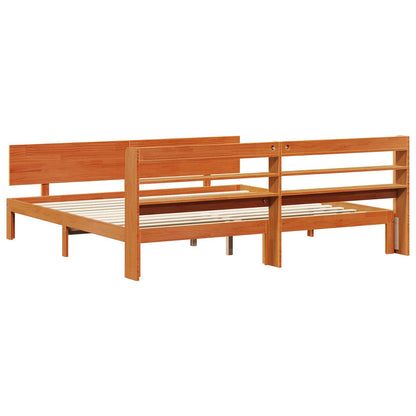 Bed Frame with Headboard 2 pcs Wax Brown Solid Pine Wood