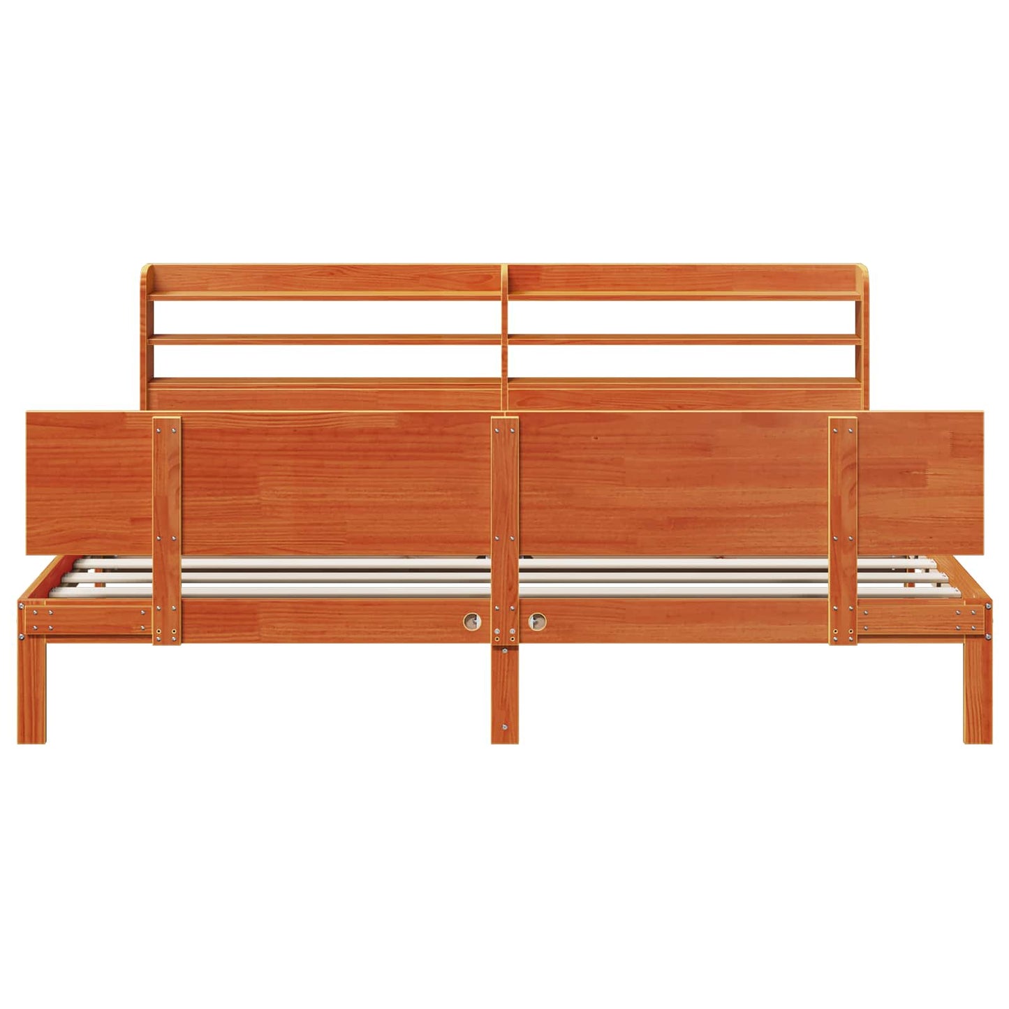 Bed Frame with Headboard 2 pcs Wax Brown Solid Pine Wood