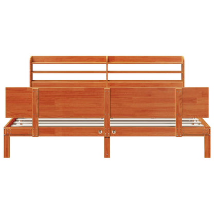 Bed Frame with Headboard 2 pcs Wax Brown Solid Pine Wood