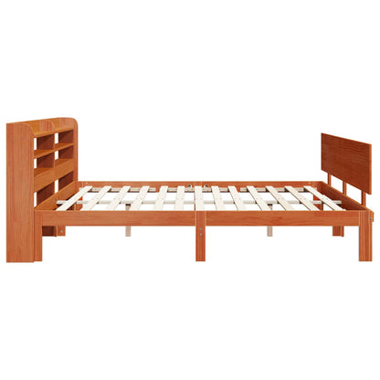 Bed Frame with Headboard 2 pcs Wax Brown Solid Pine Wood