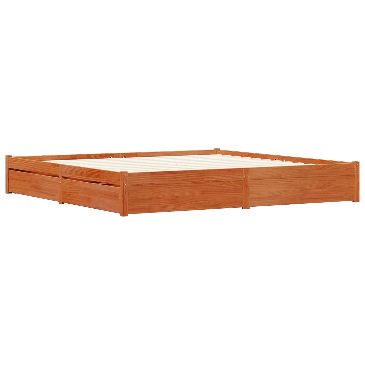 Bed Frame with Drawer Wax Brown 180 x 200 cm Solid Pine Wood