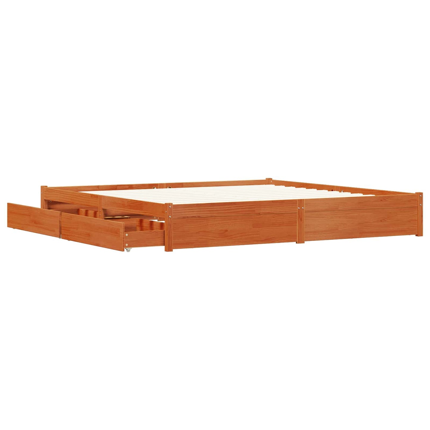 Bed Frame with Drawer Wax Brown 180 x 200 cm Solid Pine Wood