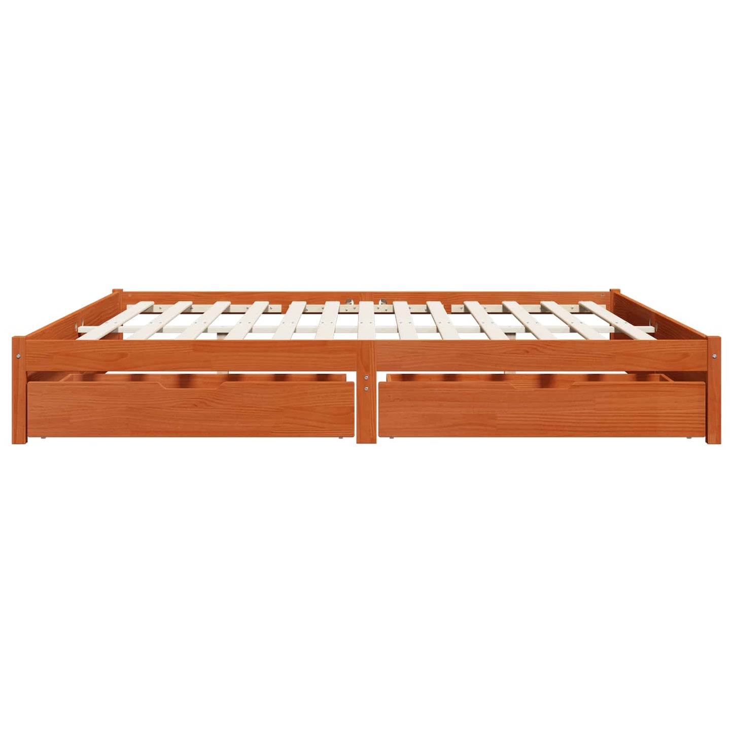 Bed Frame with Drawer Wax Brown 200 x 200 cm Solid Pine Wood