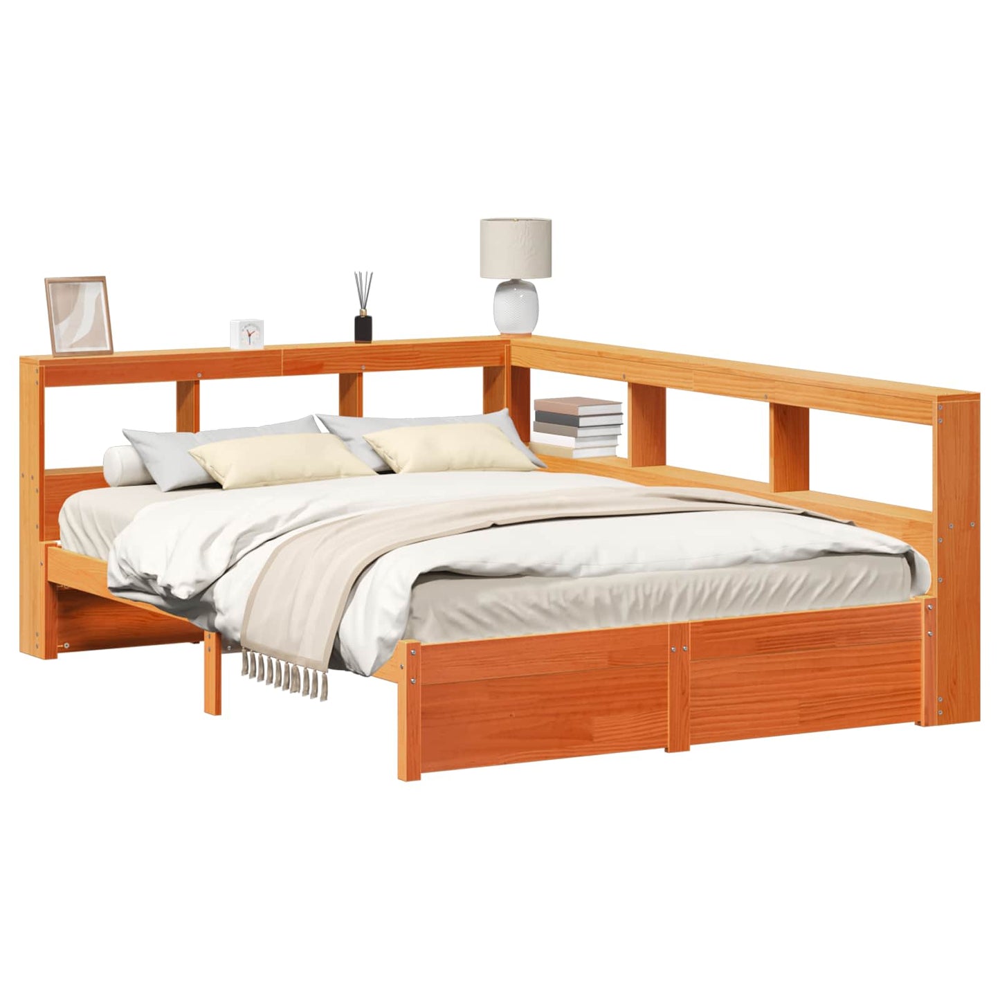 Bookcase Bed 2 pcs Wax Brown 200 x 150 cm Solid Pine Wood