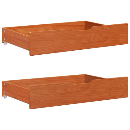 Bed Frame with Headboard 3 pcs Wax Brown Solid Pine Wood