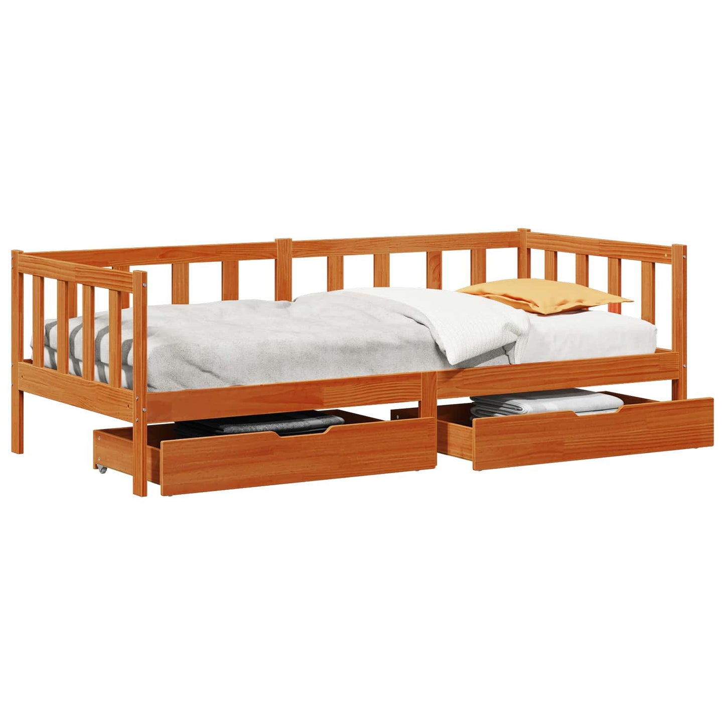 Daybed with Headboard 3 pcs Wax Brown Solid Pine Wood