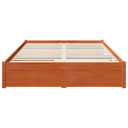 Bed Frame with Drawer 3 pcs Wax Brown Solid Pine Wood
