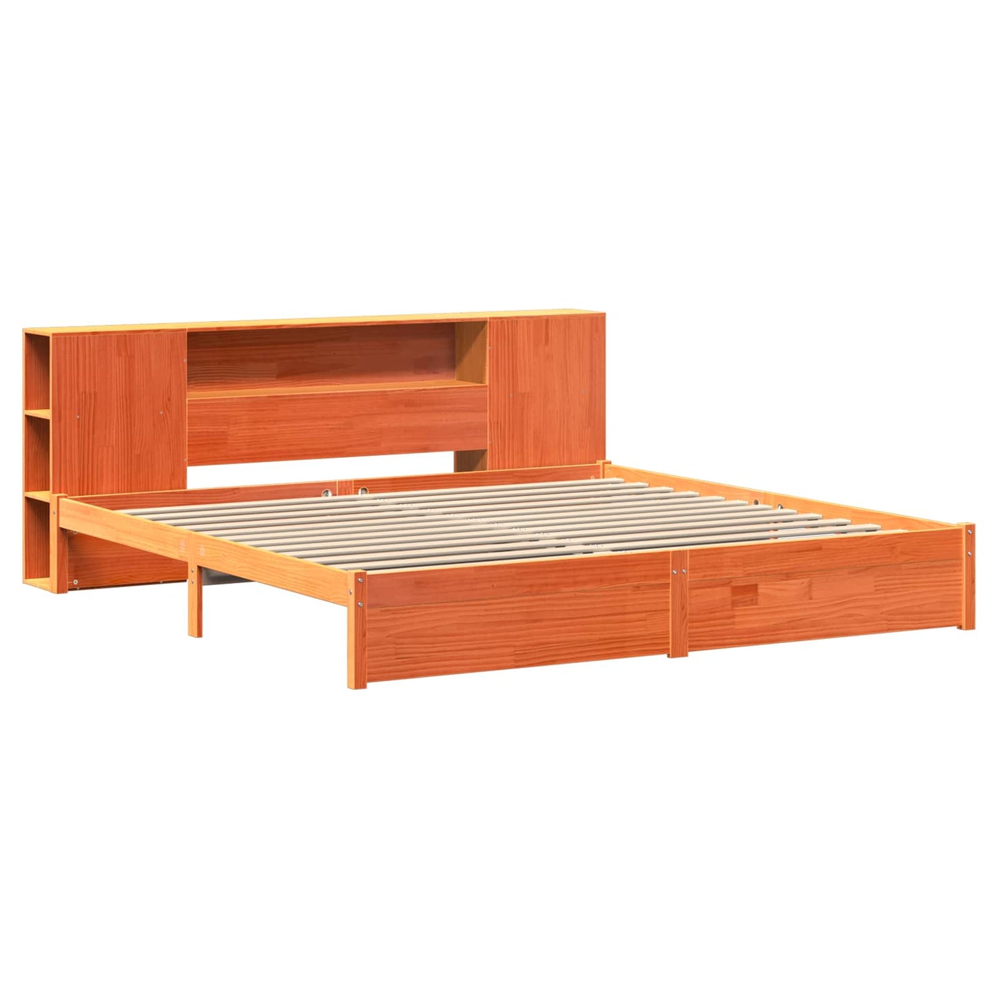 Bed Frame with Storage Headboard with Headboard 2 pcs Wax Brown