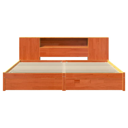 Bed Frame with Storage Headboard with Headboard 2 pcs Wax Brown