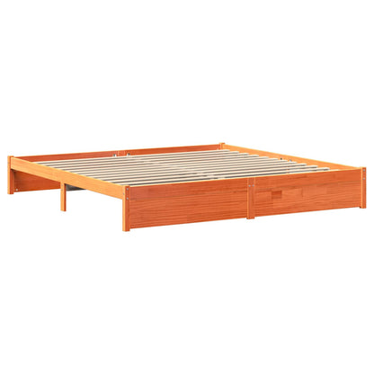 Bookcase Bed 2 pcs Wax Brown 200 x 200 cm Solid Pine Wood