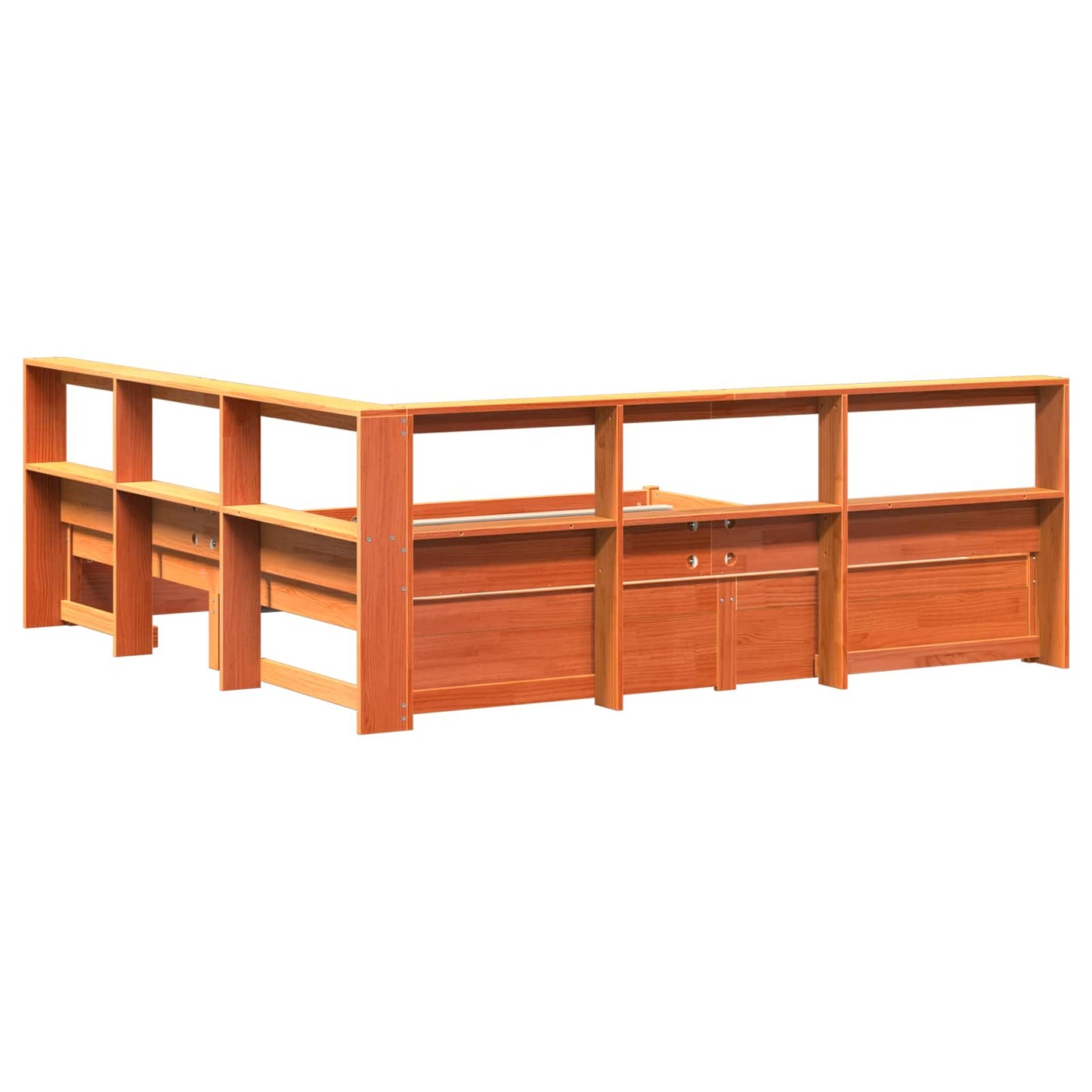 Bookcase Bed 2 pcs Wax Brown 200 x 200 cm Solid Pine Wood