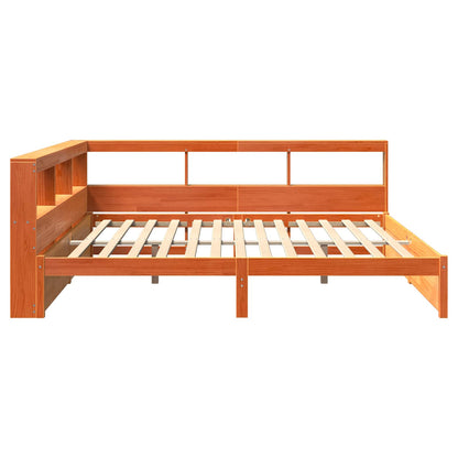 Bookcase Bed 2 pcs Wax Brown 200 x 200 cm Solid Pine Wood