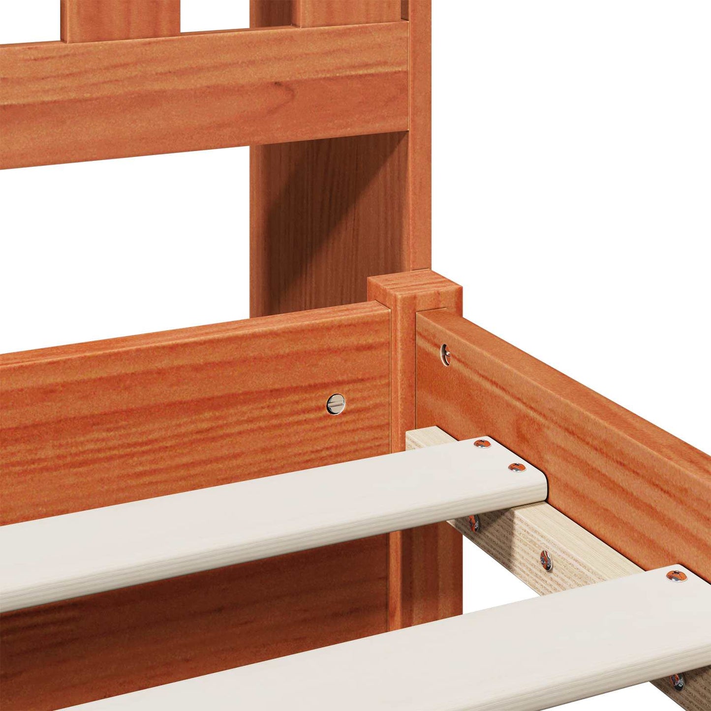 Bookcase Bed Frame Wax Brown 200 x 160 cm Solid Pine Wood