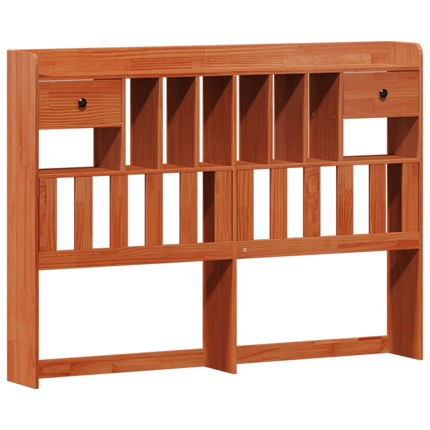 Bookcase Bed Frame Wax Brown 200 x 160 cm Solid Pine Wood