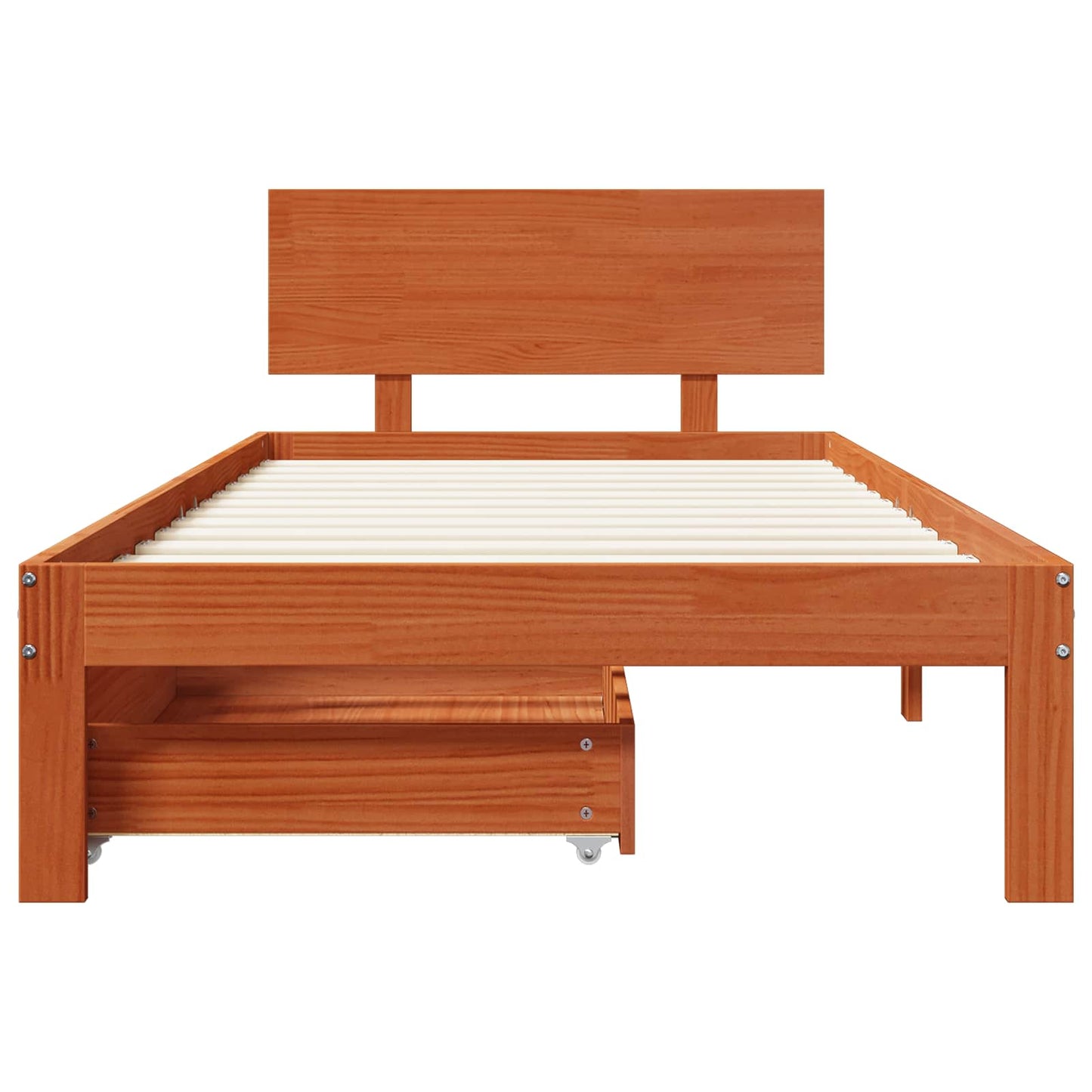 Bed Frame with Headboard 3 pcs Wax Brown Solid Pine Wood