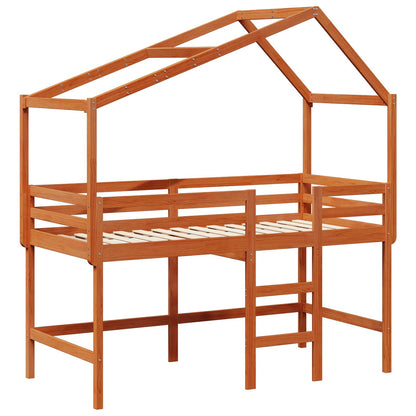 Loft Bed Frame Wax Brown 90 x 190 cm Solid Pine Wood