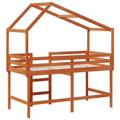 Loft Bed Frame Wax Brown 90 x 190 cm Solid Pine Wood