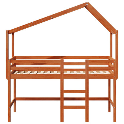 Loft Bed Frame Wax Brown 90 x 190 cm Solid Pine Wood