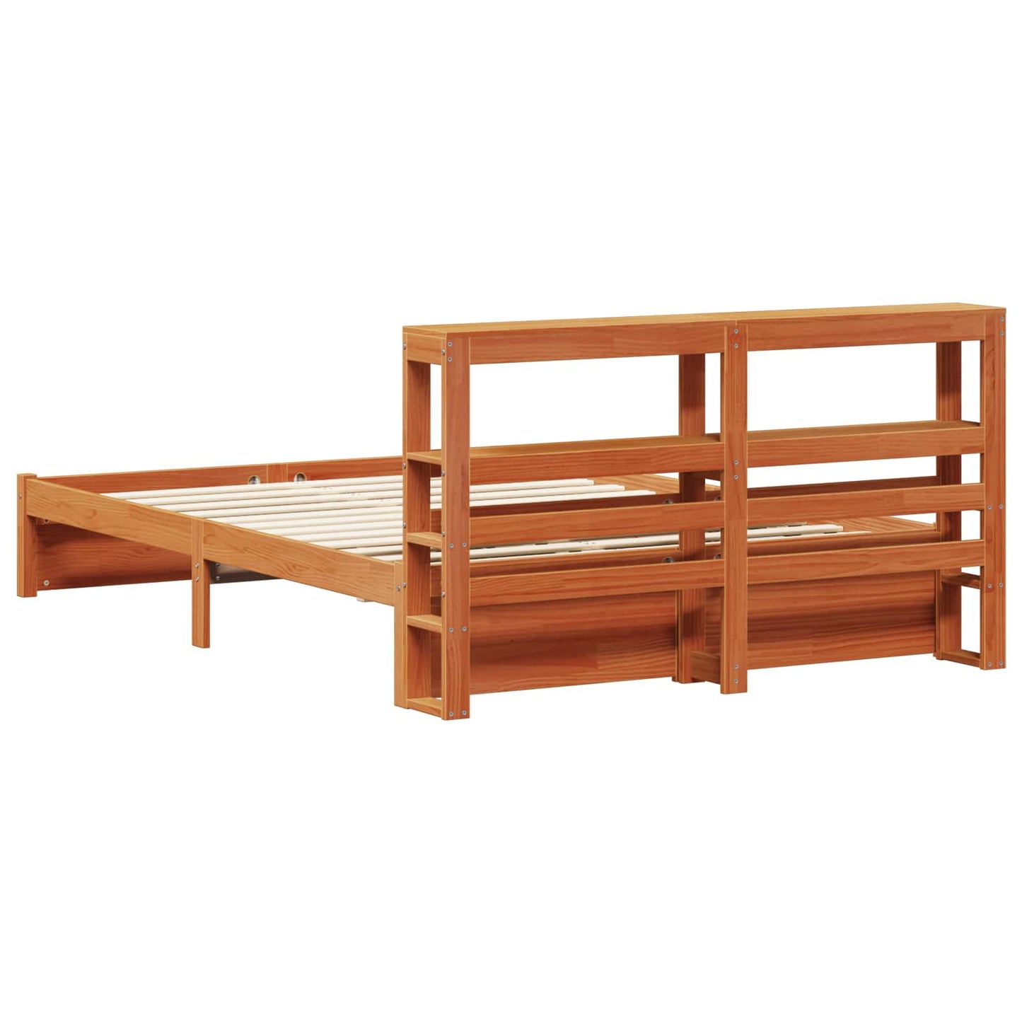 Bed Frame with Headboard Wax Brown 150 x 200 cm Solid Pine Wood